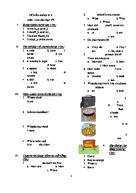 Đề thi học kỳ I môn Tiếng anh khối 4